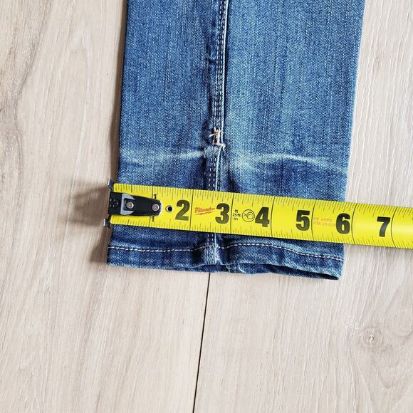 WHBM Jeans Womens 2 Slim Crop Flare Demin Capri Slits Low Rise Western Y2K Pants - Picture 8 of 14